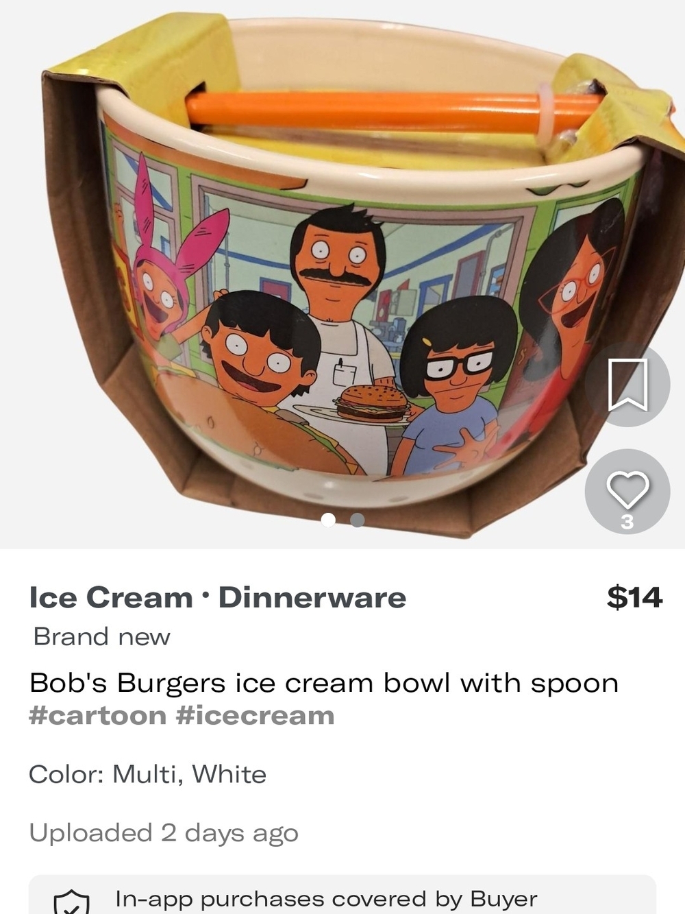 Bob's Burgers Multi-Color Ceramic Ice Cream Bowl with Spoon